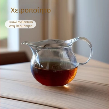 Χειροποίητο γυάλινο ποτήρι διανομής τσαγιού με λαβή, φυσητό γυαλί