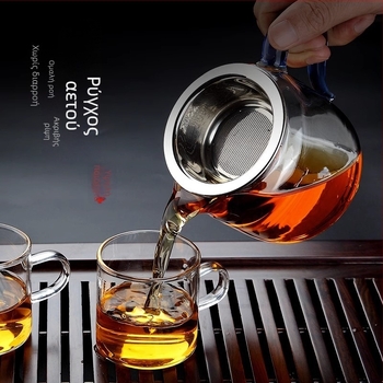 Σετ Gongfu τσαγιού από παχύτερο θερμοανθεκτικό γυαλί με φίλτρο και ενσωματωμένο ποτήρι σερβιρίσματος – οικιακό εξοπλισμό τσαγιού