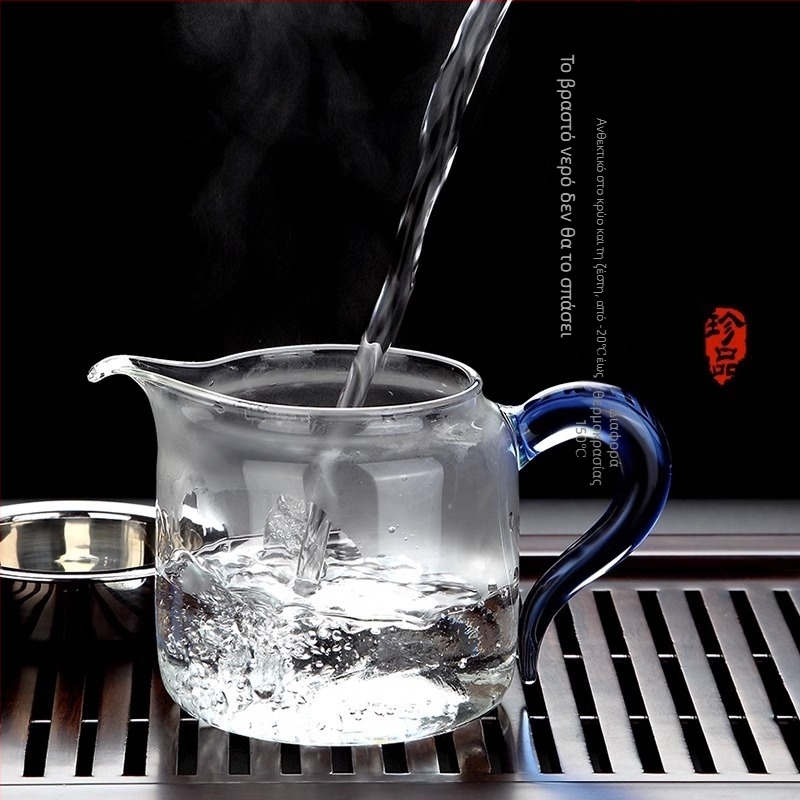 Σετ Gongfu τσαγιού από παχύτερο θερμοανθεκτικό γυαλί με φίλτρο και ενσωματωμένο ποτήρι σερβιρίσματος – οικιακό εξοπλισμό τσαγιού