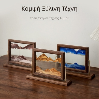 Ξύλινο πλαίσιο φωτογραφίας με κλεψύδρα και τέχνη με άμμο – διακοσμητικό για σαλόνι και γραφείο