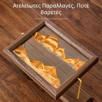 Ξύλινο πλαίσιο φωτογραφίας με κλεψύδρα και τέχνη με άμμο – διακοσμητικό για σαλόνι και γραφείο
