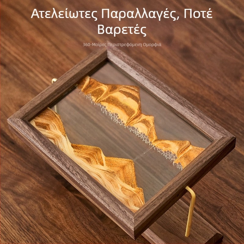 Ξύλινο πλαίσιο φωτογραφίας με κλεψύδρα και τέχνη με άμμο – διακοσμητικό για σαλόνι και γραφείο