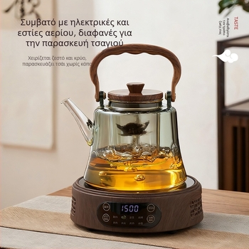 Τσαγιέρα από γυαλί μπόροσιλικό με χερούλι για βρασμό τσαγιού, ανθεκτική στη θερμοκρασία, κατάλληλη για φλόγα ή ηλεκτρική κεραμική εστία, οικιακή χρήση