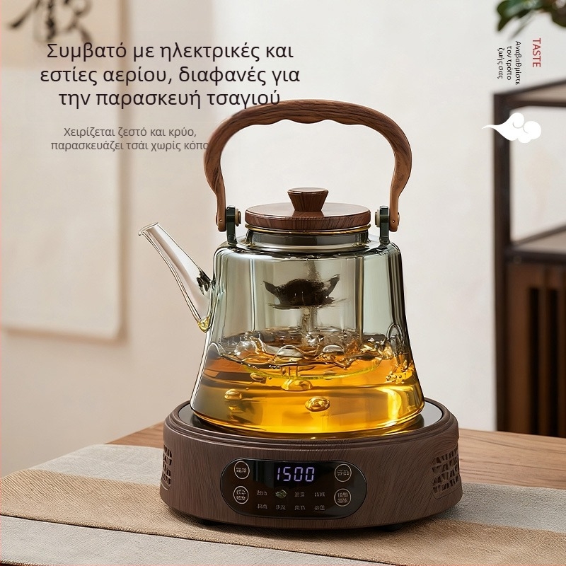 Τσαγιέρα από γυαλί μπόροσιλικό με χερούλι για βρασμό τσαγιού, ανθεκτική στη θερμοκρασία, κατάλληλη για φλόγα ή ηλεκτρική κεραμική εστία, οικιακή χρήση