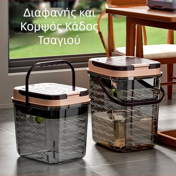 Διαφανές σετ αξεσουάρ τσαγιού: κουβάς για υπολείμματα τσαγιού, κουβάς αποστράγγισης και δίσκος τσαγιού