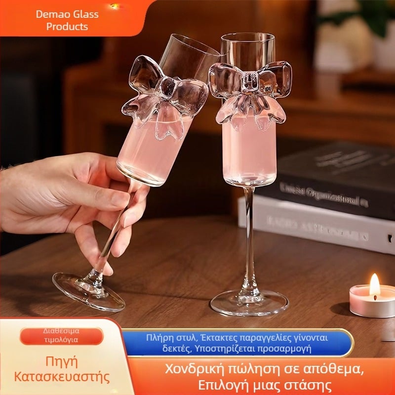 Ποτήρι κρασιού από βορσολιτικό γυαλί, 401–500 ml, ελαφρύς, πολυτελής ρετρό στιλ, κρυστάλλινο ποτήρι χυμού, ποτήρι κοκτέιλ, σαμπάνια με πεταλούδα