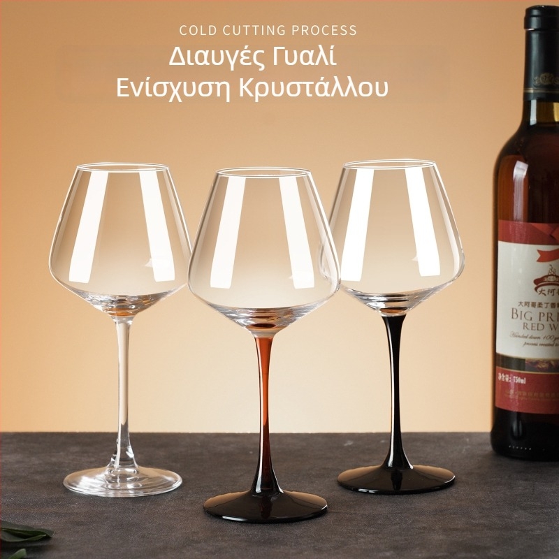 Κρυστάλλινα ποτήρια κόκκινου κρασιού Burgundy, μεγάλης χωρητικότητας, σετ δώρου 2 ή 6 τεμαχίων, με μακριά στελέχη, ευρωπαϊκού στυλ, για οικιακή χρήση