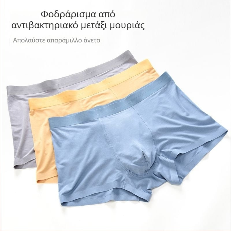 3 ζευγάρια ανδρικών μποξέρ από Modal με επένδυση από μετάξι μουριάς, αντιβακτηριακά, χωρίς ραφές, μεγάλο μέγεθος