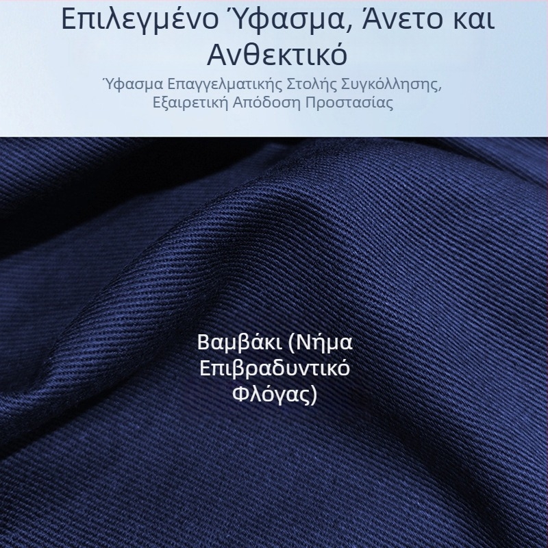 Θερμομονωτικό βαμβακερό ένδυμα συγκόλλησης με αντίσταση στη φλόγα, προστασία από εγκαύματα, για εργοστάσιο χάλυβα, με ανακλαστικές λωρίδες