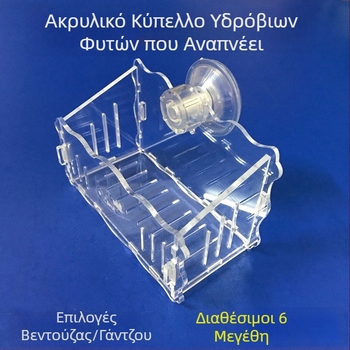 Διακοσμητικό ακρυλικό γλαστράκι τοίχου για υδρόβια φυτά με βεντούζα