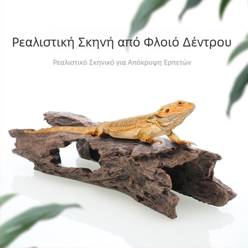 Διακόσμηση διαμόρφωσης ενυδρείου και τεραρίου με προσομοιωμένο φλοιό, πλατφόρμα ανάβασης, καταφύγιο με οπή για ψάρια και γαρίδες