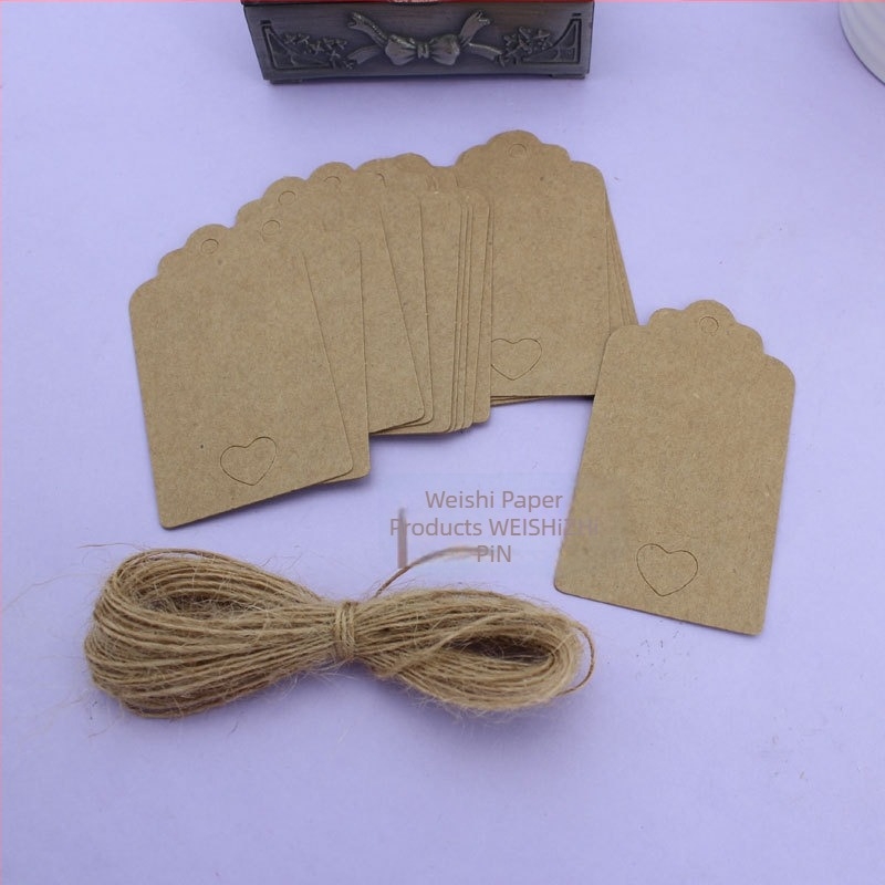 Wei Shi 9x4 cm κενές κρεμαστές ετικέτες με κορδόνι, λευκό χαρτόνι 300 g, 100 τεμ./πακέτο; κατάλληλες για ετικέτες και μενταγιόν