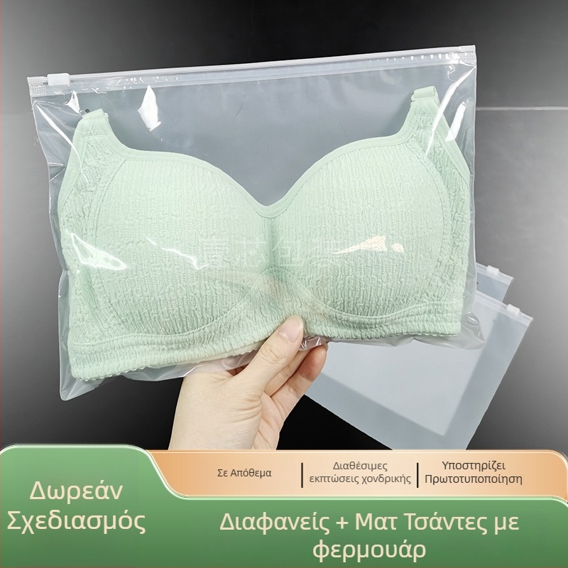 Διαφανής PE τσάντα αποθήκευσης σουτιέν με φερμουάρ και εκτύπωση λογότυπου, συσκευασία εσωρούχων