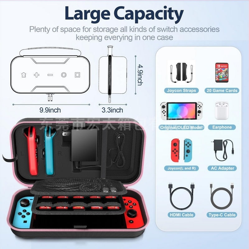 Θήκη προστασίας Switch 2 με θήκη αποθήκευσης, προστατευτικό γυαλί οθόνης και σετ εξαρτημάτων για κονσόλα NS2