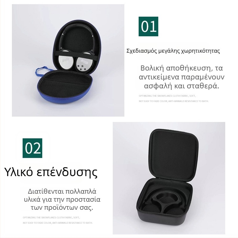 Φορητή θήκη αποθήκευσης ακουστικών με EVA θήκη αντοχής σε κραδασμούς και φερμουάρ, για 3C ψηφιακές συσκευές