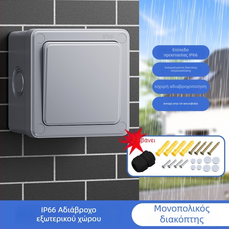 Εξωτερικό αδιάβροχο κουτί διακοπτών με κουμπί, πάνελ ανθεκτικό στη βροχή για μονό- και διπλό έλεγχο, εγκατάσταση σε τοίχο, βιομηχανική τροφοδοσία