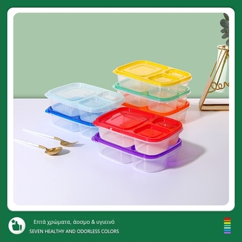 Σετ χονδρικής lunch box με τρία διαμερίσματα, διαφανής ορθογώνιος πλαστικός κάδος, ασφαλής για φούρνο μικροκυμάτων, ποιότητας τροφίμων