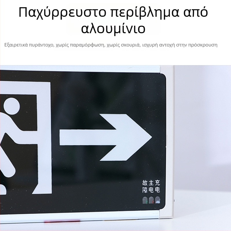 Φωτεινός δείκτης πυρκαγιάς με μπαταρία, επιφανειακή ή εντοιχισμένη εγκατάσταση, 36V, LED εφεδρικό φωτιστικό