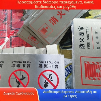 Σήματα προειδοποίησης πυρκαγιάς από ανοξείδωτο χάλυβα για πυροσβεστικούς κρουνούς και πυροσβεστήρες σε δημόσιους χώρους