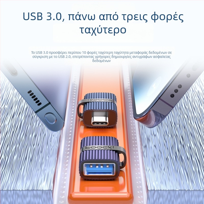 Toocki αντάπτορας USB 3.0 A αρσενικό προς USB-C θηλυκό για φορητούς υπολογιστές OTG, με κάθετη υφή
