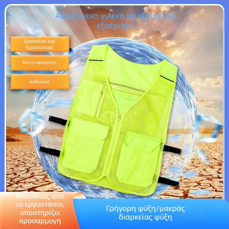 Γιλέκο Ψύξης με Παγοκύστη, Ανακλαστικό Γιλέκο για Εξωτερικούς Χώρους, Διαπνέον και Θερμικά Μονωμένο
