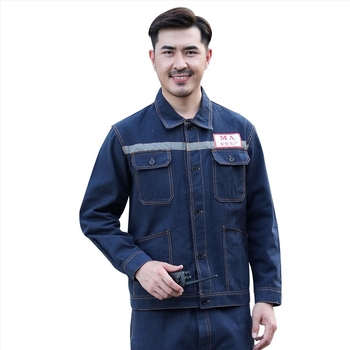 Σετ denim εργασίας για άνδρες και γυναίκες, ενισχυμένος μακρύς μανίκας για επισκευές αυτοκινήτων και μηχανών, εργοστάσιο, κατασκευή, συγκόλληση, με ανακλαστικά στοιχεία