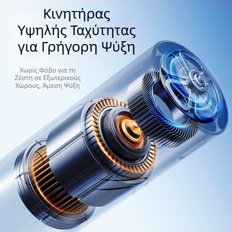 Μίνι ανεμιστήρας σε στυλ κραγιόν με δυνατότητα κρεμάσματος γύρω από τον λαιμό και χειροκίνητη λειτουργία, φορητός, με ενσωματωμένη μπαταρία