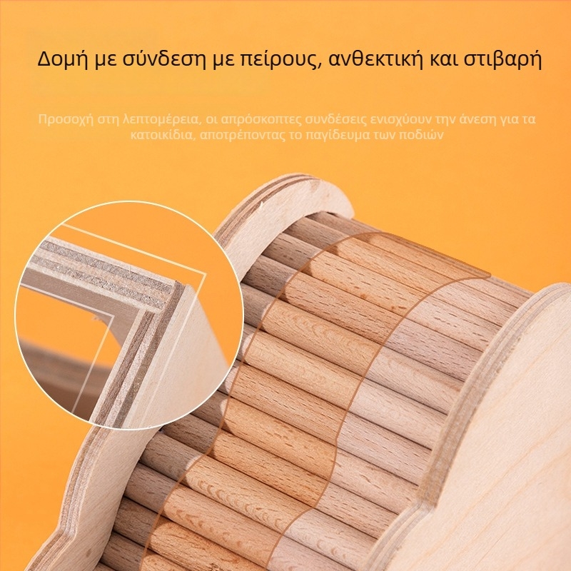 Ξύλινο παιχνίδι για χάμστερ: σκάλα με μορφή συννεφιού και φωλιά‑καταφύγιο, ξύλινο σπίτι — διακοσμητικά έπιπλα εσωτερικού χώρου για χάμστερ