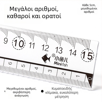 Little Fish τεσσάρων τεμαχίων σετ χάρακων: ευθύγραμμος χάρακας, τρίγωνος χάρακας, διαβήτης γωνιών, πλαστικό