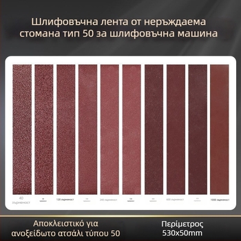 50-τύπου επεκτειόμενη έκδοση ανοξείδωτου τριβείου με αντίστοιχο ιμάντα λείανσης 530x50 mm