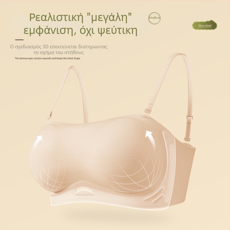 Σουτιέν χωρίς τιράντες, push-up για γυναίκες, αντιολισθητικό, χωρίς ραφές, παχύτερες cups για ενίσχυση μικρού στήθους, bandeau στυλ, manga στυλ