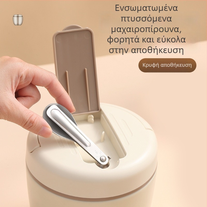 Φορητό δοχείο γευμάτων από ανοξείδωτο χάλυβα 304, στρογγυλό, μονωμένο με διπλό κενού, σετ δώρου