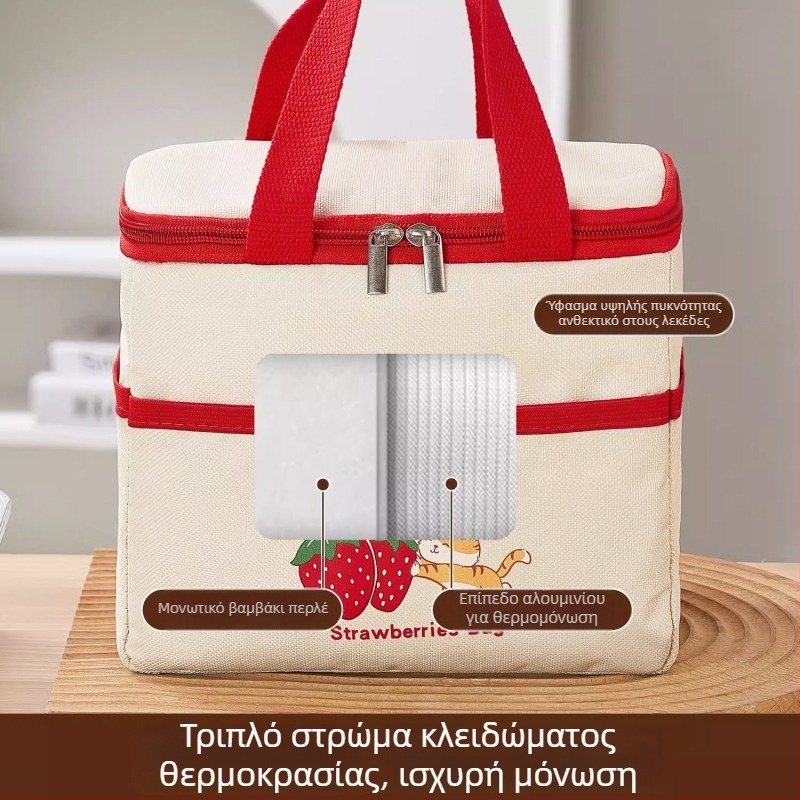 Θερμαινόμενη τσάντα γεύματος για υπαλλήλους γραφείου, με αλουμινόφυλλο, παχύτερη, απλός σχεδιασμός