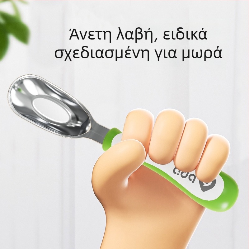 Κουτάλι μωρού σε σχήμα ράβδου, 316L ανοξείδωτος χάλυβας, για εκπαίδευση στην αυτοεξυπηρέτηση φαγητού, παιδικά σκεύη, μονόχρωμο, σύγχρονος μινιμαλιστικός σχεδιασμός