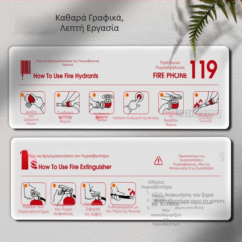 Ακρυλικά εσωτερικά σήματα πυρασφάλειας και σήματα πυροσβεστικού κρουνου