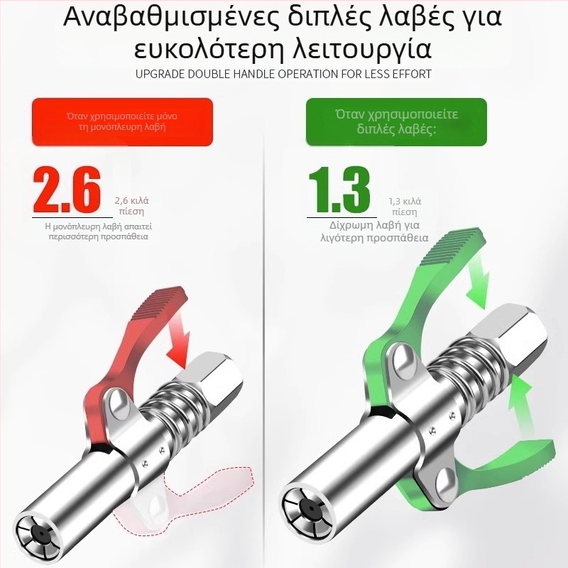 Χειροκίνητο πιστόλι γράσου υψηλής πίεσης με ακροφύσιο κλειδώματος
