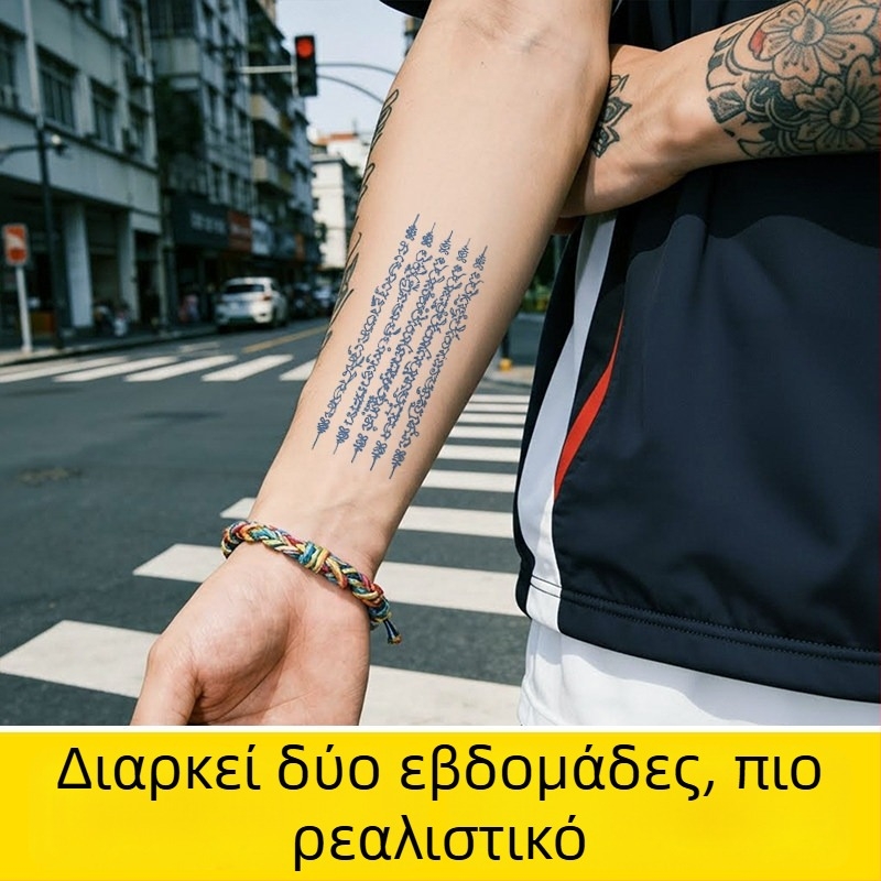 Αυτοκόλλητα τατουάζ από βότανα χωρίς νερό με ταϊλανδικά σύμβολα, ημι-μόνιμα, αδιάβροχα και μακράς διάρκειας, ρεαλιστικά σχέδια τατουάζ