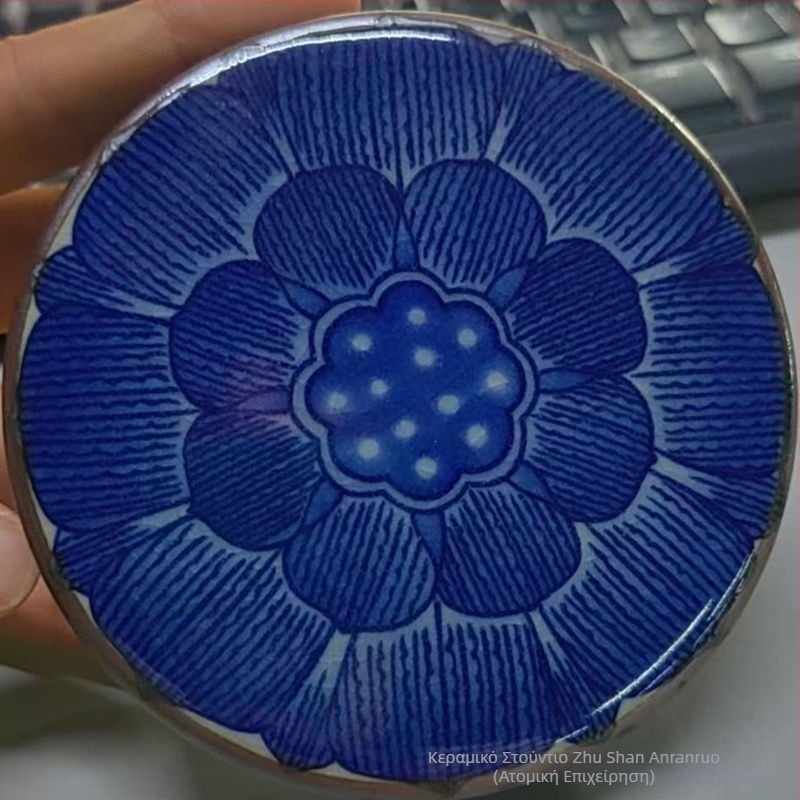 Jingdezhen πορσελάνινος δίσκος τσαγιού σε σχήμα λωτού και βάση για τσαγιέρα με ραγισμένη γλάσσα, κατάλληλο για Gongfu σετ, οικιακή χρήση