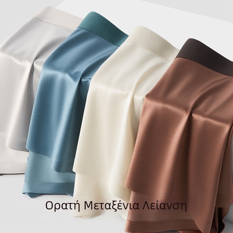 Ανδρικά εσώρουχα με σατινέ φινίρισμα από ice silk, χωρίς ραφές, αντιβακτηριακό ύφασμα, boxer briefs για το καλοκαίρι