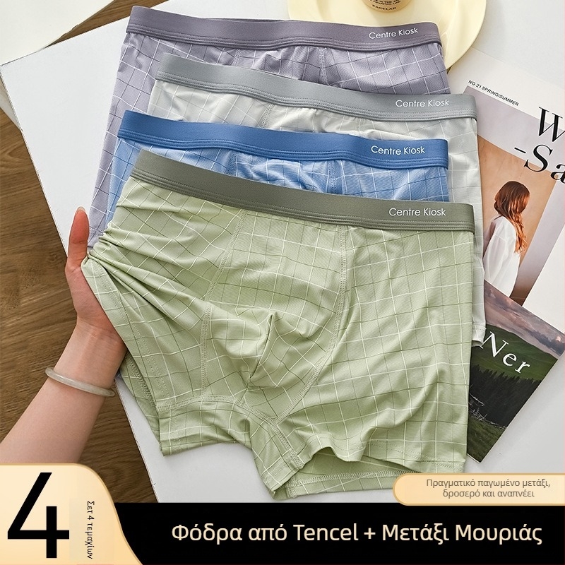 Ανδρικά εσώρουχα Lyocell, Ice Silk με Mulberry Silk, 10A, αντιβακτηριακά, υψηλής ποιότητας μποξέρ