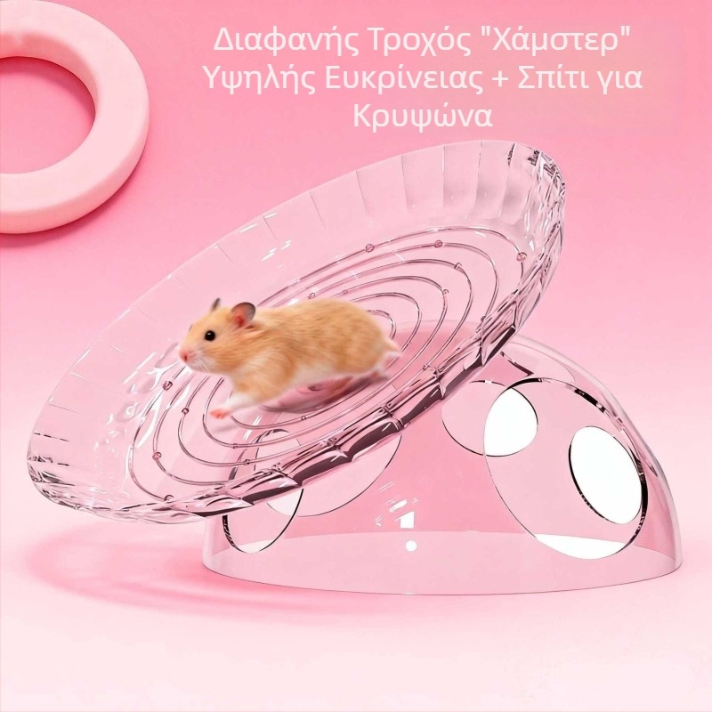 Τροχός φριζμπι για χάμστερ με κρυφή κατοικία και διακοσμητικό τοπίο