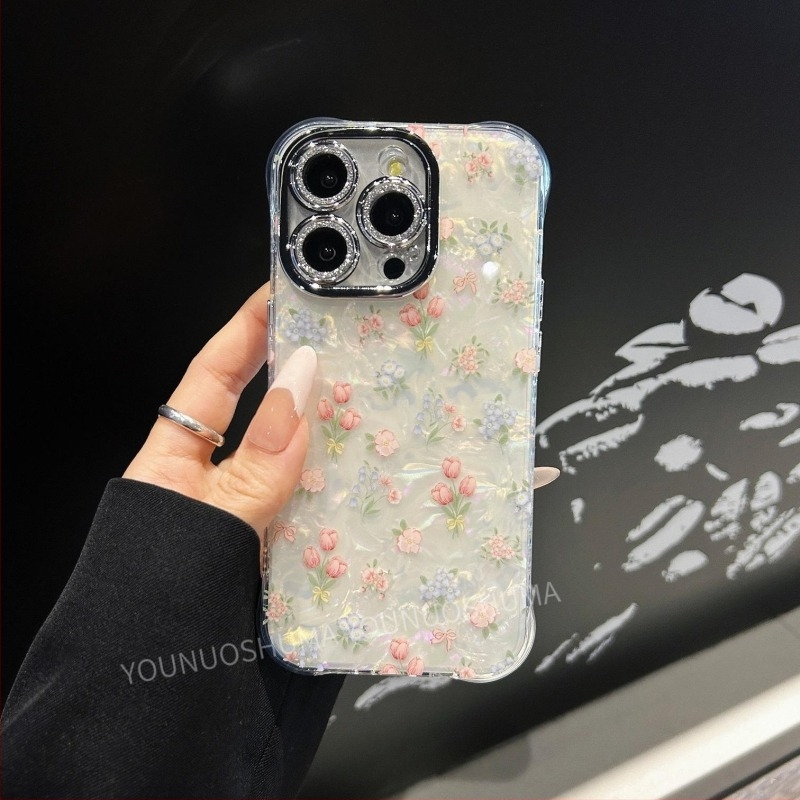 Θήκη προστασίας Apple iPhone 16/17 Pro Max με μοτίβο κελύφους και τουλίπα, πλήρες κάλυμμα