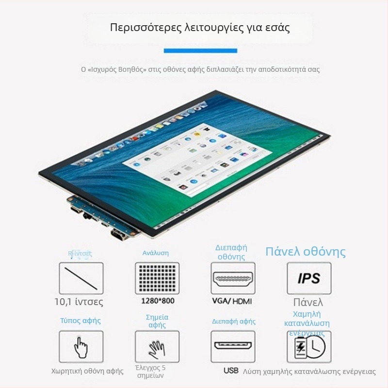 Οθόνη LCD IPS 10,1 ιντσών με HDMI, οθόνη αφής χωρίς οδηγούς για Raspberry Pi