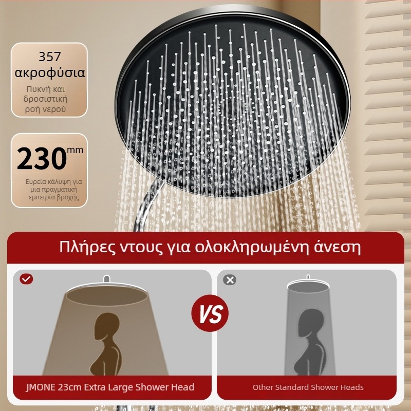 Κεφαλή ντους υψηλής πίεσης με ενιαίο πάνελ, υπερμεγάλες οπές και ισχυρή ροή νερού