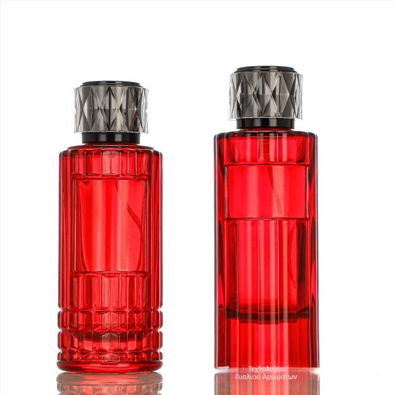 100 ml ψηλό γυάλινο μπουκάλι αρώματος με κάθετες ρίγες, επαναγεμώσιμο σπρέι, κενό καλλυντικό μπουκάλι με καπάκι τύπου bayonet