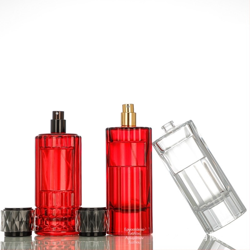 100 ml ψηλό γυάλινο μπουκάλι αρώματος με κάθετες ρίγες, επαναγεμώσιμο σπρέι, κενό καλλυντικό μπουκάλι με καπάκι τύπου bayonet