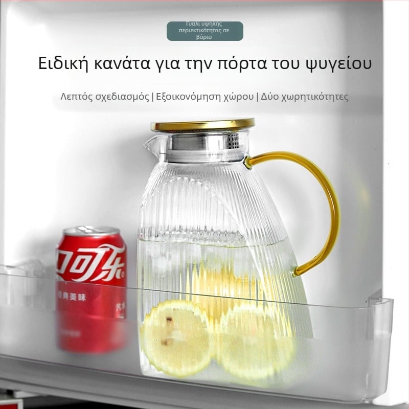 Γυάλινος βραστήρας με κυματοειδή υφή, για κρύο νερό και ροφήματα, θερμοανθεκτικό γυαλί μποροσιλικό, μεγάλης χωρητικότητας