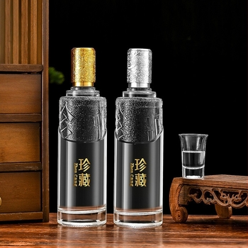 Άδειο διαφανές γυάλινο μπουκάλι 500 ml, υψηλής ποιότητας για συσκευασία ποτών, σετ δώρου