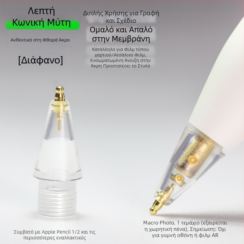 Ανθεκτικός μεταλλικός ακροδέκτης για Apple Pencil, λεπτός με σχήμα κολοκύθας για γραφή