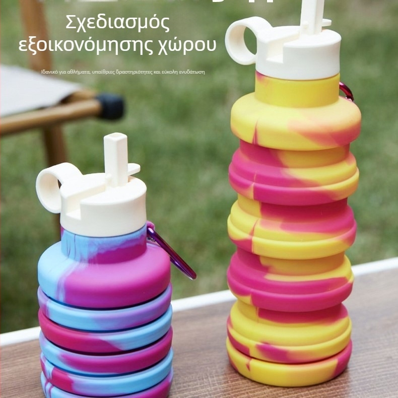 Σιλικόνης διπλωμένο ποτήρι νερού για εξωτερική χρήση, φορητό επεκτειόμενο ποτήρι νερού για σπορ και ταξίδια
